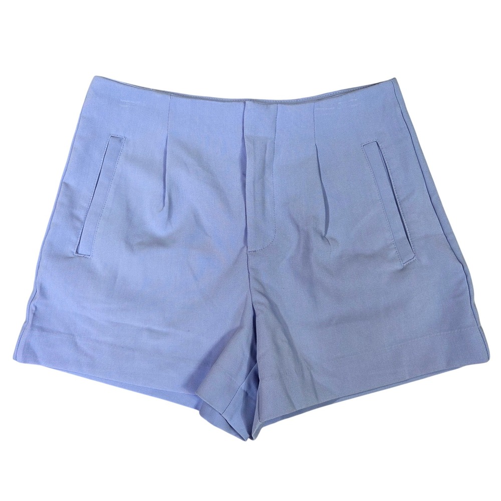 A New Day Womens Periwinkle Blue High Rise Pleated Stretch Shorts Size 8